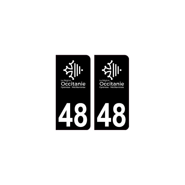 48 Occitanie nouveau logo noir autocollant plaque immatriculation auto ville sticker