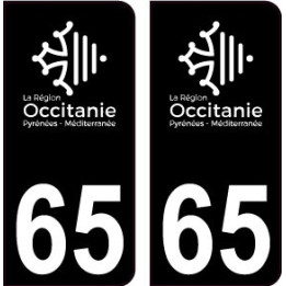 65 Occitanie nouveau logo noir autocollant plaque immatriculation auto ville sticker