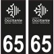 65 Occitanie nouveau logo noir autocollant plaque immatriculation auto ville sticker