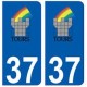 37 Tours logo autocollant plaque stickers ville