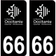 66 Occitanie nouveau logo noir autocollant plaque immatriculation auto ville sticker