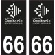 66 Occitanie nouveau logo noir autocollant plaque immatriculation auto ville sticker