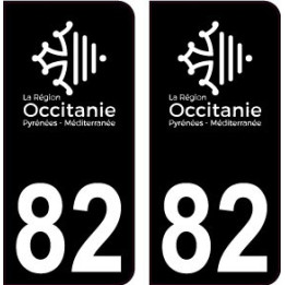 82 Occitanie nouveau logo noir autocollant plaque immatriculation auto ville sticker