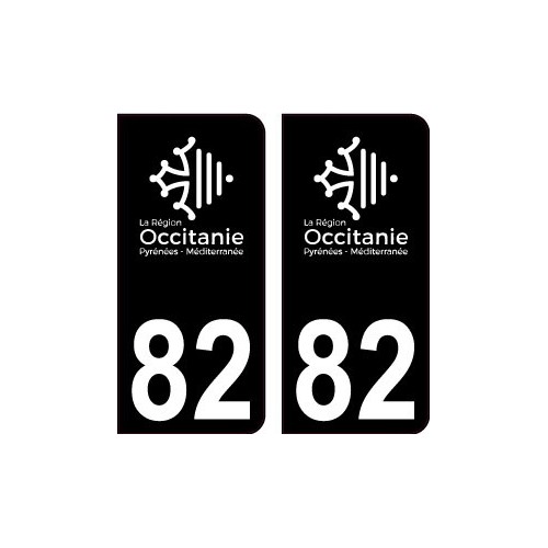 82 Occitanie nouveau logo noir autocollant plaque immatriculation auto ville sticker