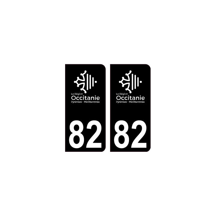 82 Occitanie nouveau logo noir autocollant plaque immatriculation auto ville sticker