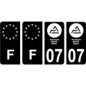 07 Ardèche nouveau logo Noir autocollant plaque immatriculation auto ville sticker Lot de 4 Stickers