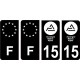 15 Cantal nouveau logo Noir autocollant plaque immatriculation auto ville sticker Lot de 4 Stickers