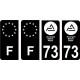 73 Savoie nouveau logo Noir autocollant plaque immatriculation auto ville sticker Lot de 4 Stickers