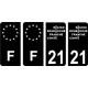 21 Côte d'Or logo autocollant plaque immatriculation auto ville sticker Lot de 4 Stickers