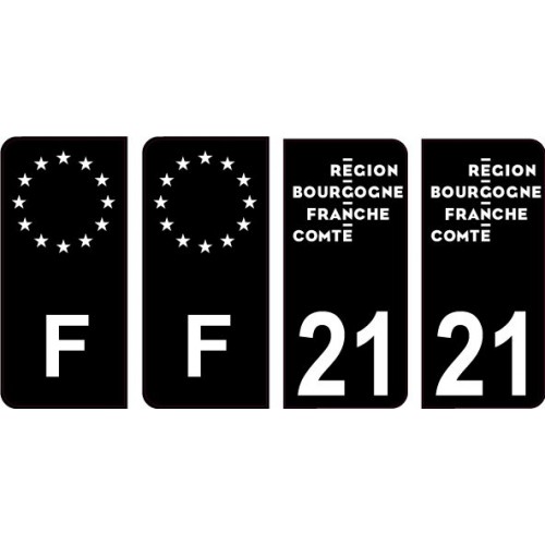 21 Côte d'Or logo autocollant plaque immatriculation auto ville sticker Lot de 4 Stickers