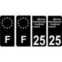 25 Doubs logo autocollant plaque immatriculation auto ville sticker Lot de 4 Stickers