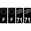 71 Saône et Loire logo autocollant plaque immatriculation auto ville sticker Lot de 4 Stickers