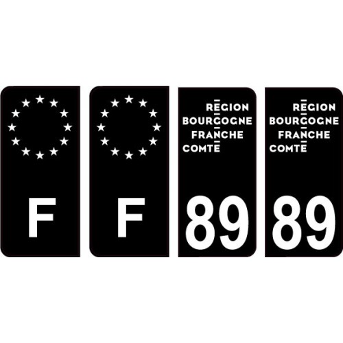 89 Yonne logo autocollant plaque immatriculation auto ville sticker Lot de 4 Stickers