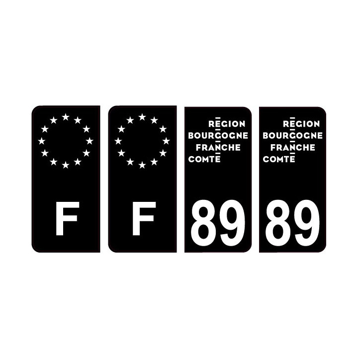 89 Yonne logo autocollant plaque immatriculation auto ville sticker Lot de 4 Stickers