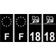 18 Cher logo autocollant plaque immatriculation auto ville noir sticker Lot de 4 Stickers