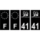41 Loire et Cher logo autocollant plaque immatriculation auto ville noir sticker Lot de 4 Stickers