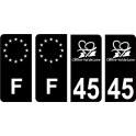45 Loiret logo autocollant plaque immatriculation auto ville noir sticker Lot de 4 Stickers