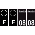 08 Ardennes logo noir autocollant plaque immatriculation auto ville sticker Lot de 4 Stickers