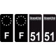 51 Marne logo noir autocollant plaque immatriculation auto ville sticker Lot de 4 Stickers