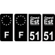 51 Marne logo 2 noir autocollant plaque immatriculation auto ville sticker Lot de 4 Stickers
