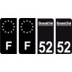 52 Haute Marne logo noir autocollant plaque immatriculation auto ville sticker Lot de 4 Stickers