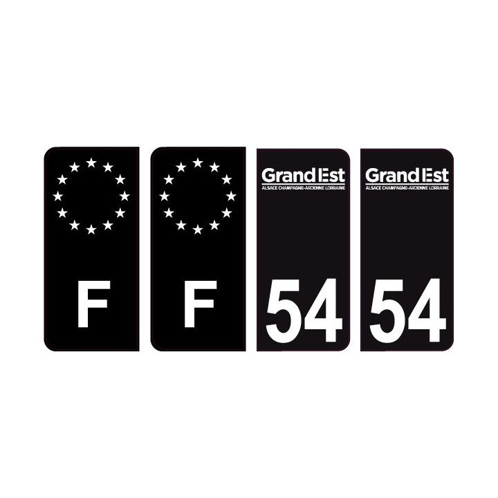 54 Meurthe et Moselle logo noir autocollant plaque immatriculation auto ville sticker Lot de 4 Stickers