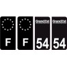 54 Meurthe et Moselle logo noir autocollant plaque immatriculation auto ville sticker Lot de 4 Stickers