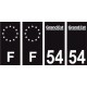 54 Meurthe et Moselle logo noir autocollant plaque immatriculation auto ville sticker Lot de 4 Stickers