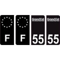 55 Meuse logo noir autocollant plaque immatriculation auto ville sticker Lot de 4 Stickers