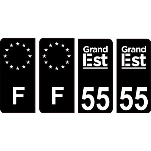 55 Meuse logo 2 noir autocollant plaque immatriculation auto ville sticker Lot de 4 Stickers
