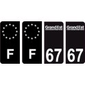 67 Bas Rhin logo noir autocollant plaque immatriculation auto ville sticker Lot de 4 Stickers
