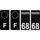 68 Haut Rhin logo noir autocollant plaque immatriculation auto ville sticker Lot de 4 Stickers