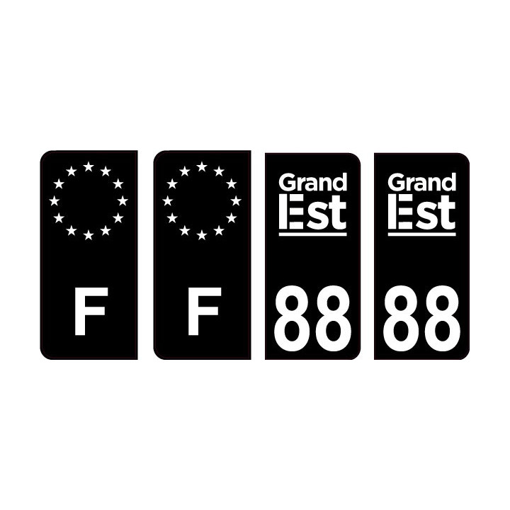 88 Vosges logo 2 noir autocollant plaque immatriculation auto ville sticker Lot de 4 Stickers