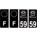 59 Nord logo noir autocollant plaque immatriculation auto ville sticker Lot de 4 Stickers