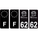 62 Pas De Calais logo noir autocollant plaque immatriculation auto ville sticker Lot de 4 Stickers