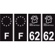 62 Pas De Calais logo noir autocollant plaque immatriculation auto ville sticker Lot de 4 Stickers