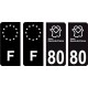 80 Somme logo noir autocollant plaque immatriculation auto ville sticker Lot de 4 Stickers
