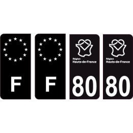 80 Somme logo noir autocollant plaque immatriculation auto ville sticker Lot de 4 Stickers