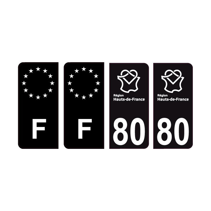80 Somme logo noir autocollant plaque immatriculation auto ville sticker Lot de 4 Stickers
