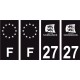 27 Eure logo noir autocollant plaque immatriculation auto ville sticker Lot de 4 Stickers