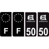 50 Manche logo noir autocollant plaque immatriculation auto ville sticker Lot de 4 Stickers