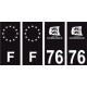 76 Seine Maritime logo noir autocollant plaque immatriculation auto ville sticker Lot de 4 Stickers