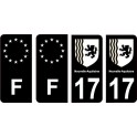 17 Charente Maritime noir autocollant plaque immatriculation auto sticker Lot de 4 Stickers