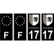 17 Charente Maritime noir autocollant plaque immatriculation auto sticker Lot de 4 Stickers