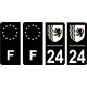 24 Dordogne noir autocollant plaque immatriculation auto sticker Lot de 4 Stickers