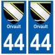 44 Orvault blason autocollant plaque stickers ville