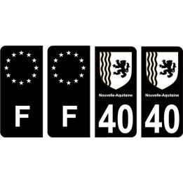 40 Landes noir autocollant plaque immatriculation auto sticker Lot de 4 Stickers