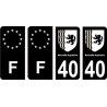 40 Landes noir autocollant plaque immatriculation auto sticker Lot de 4 Stickers