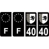 40 Landes noir autocollant plaque immatriculation auto sticker Lot de 4 Stickers