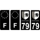 79 Deux Sèvres noir autocollant plaque immatriculation auto sticker Lot de 4 Stickers